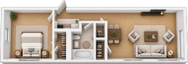 522 Dryden Road · 1 bedroom original brochure floor plan