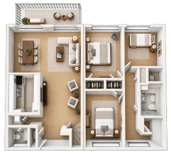 100 Fairview Square · 3 bedrooms original brochure floor plan